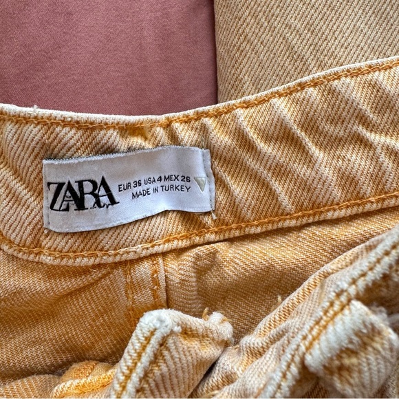 Zara Wide Leg High Waist Orange Tan Jeans Size 4 - Picture 9 of 9